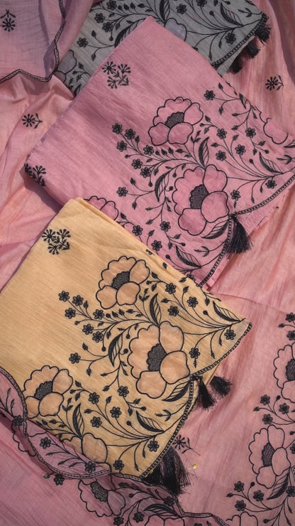 Gulnoor Blush Mul Unstitched Kurta Set