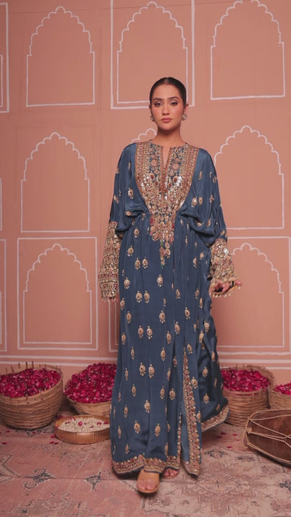 Midnight Blue Crepe Kaftan SET