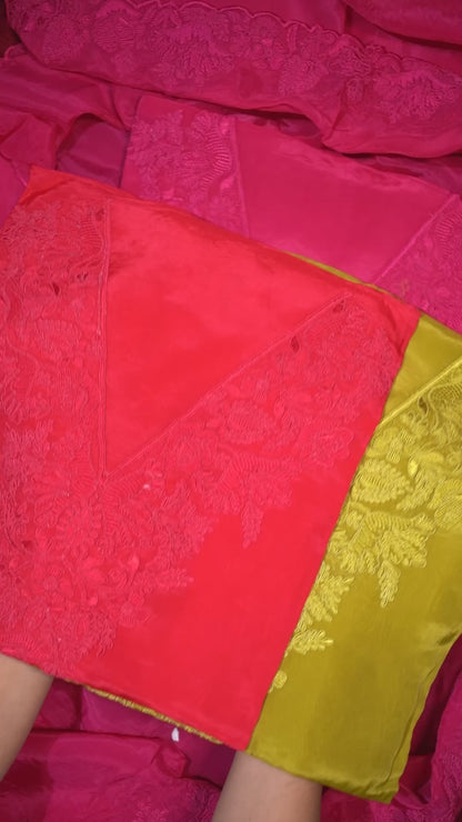 Red Banarasi Organza Suit Set