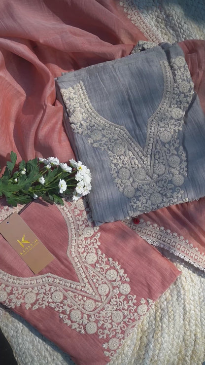 Gulbahaar Blush Mul Unstitched Kurta Set