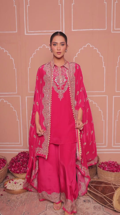 Noor Gotta Embroidered Cape Kurta Set