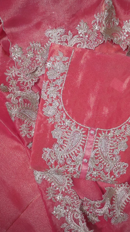 Rose peach Embroidered kurta  Set