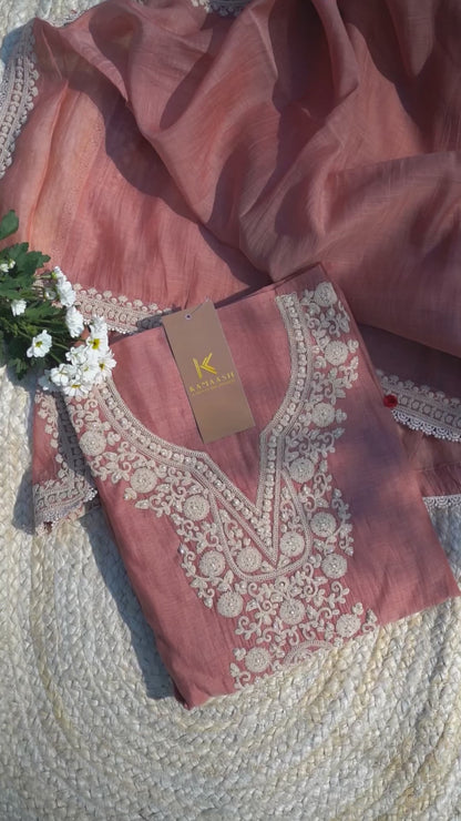 Gulbahaar Blush Mul Unstitched Kurta Set